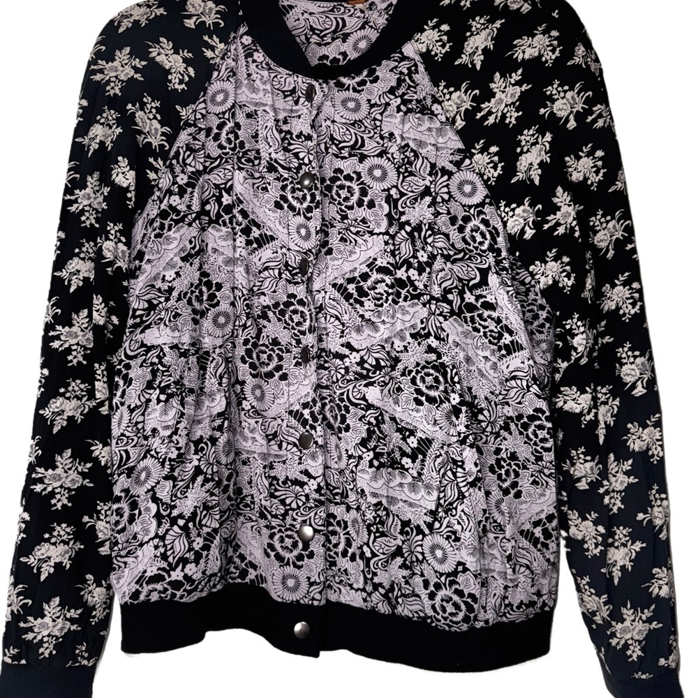 Free People Black and White Floral Patterned Jacket